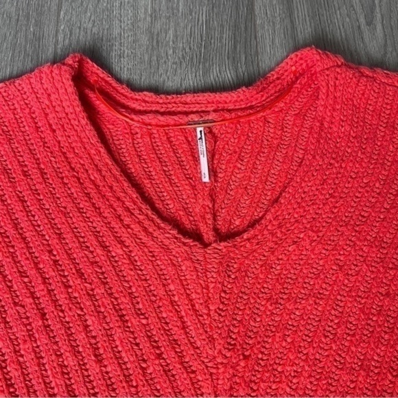 Free People Sunset V Neck Sweater In Red/Rouge Size Small - Picture 4 of 16